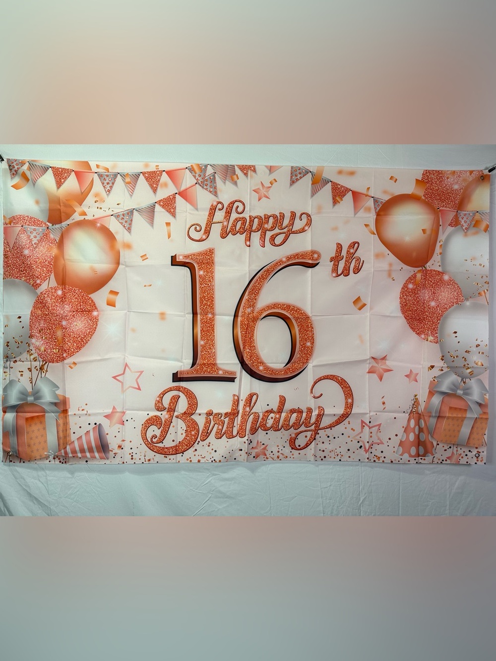 Happy 16th Birthday Backdrop Banner 6x4Ft.